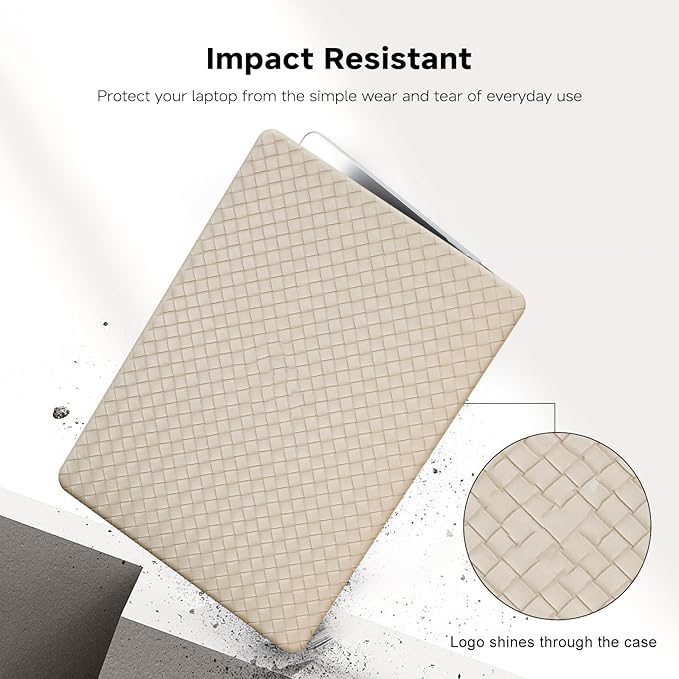 BYCeKe Woven Case for MacBook Air 13 inch Case 2022-2018 M1 A2337 A2179 A1932,Cover for MacBook Air M1,Protective Leather Woven Textured Hard Shell&Keyboard Cover for Mac Book Air13,Boho Beige