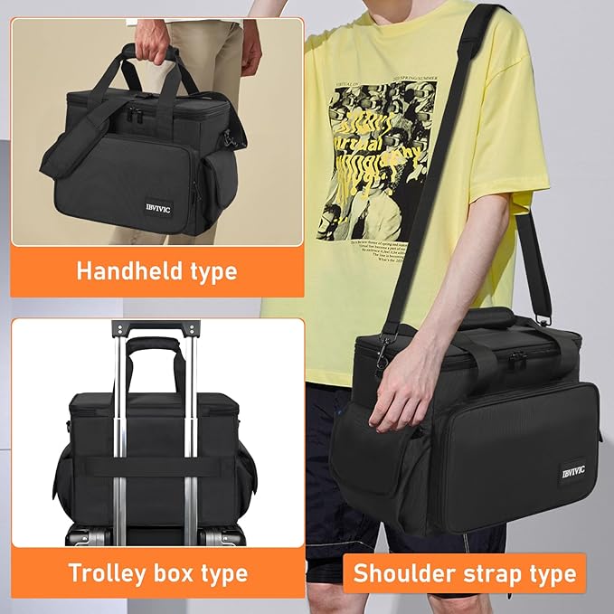 IBVIVIC DJ Cable File Bag with 6 Detachable Dividers High Capacity Gig Cable Bag for Cords, DJ Gear, Sound Instrument and Accessories, Grey