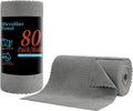 Tigona 80 Pack Microfiber Cleaning Cloth Roll,Lint Free Rags & Tear Away Reusable Towels Washable Scratch,Ultra Absorbent Dish Rags(12" x 12") for Car Kitchen Home Garage-Dark Gray