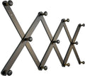 SKOLOO Large Hat Rack for Wall, Wooden Accordion Wall Hanger, Modern, Expandable Coat Hooks, Hat Display Rack for Home, Office, and Studio, 11 Peg, Dark Walnut