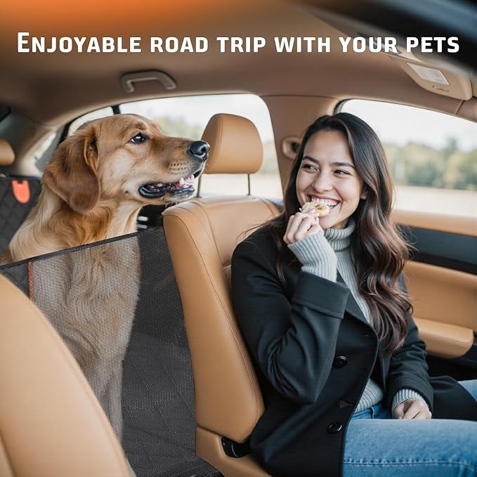 KONNAO Back Seat Extender, Car Dog Seat with Hard Bottom Holds 420lbs, Thick & Durable Waterproof Pet Hammock Protector for Car, SUV,Truck(Black)