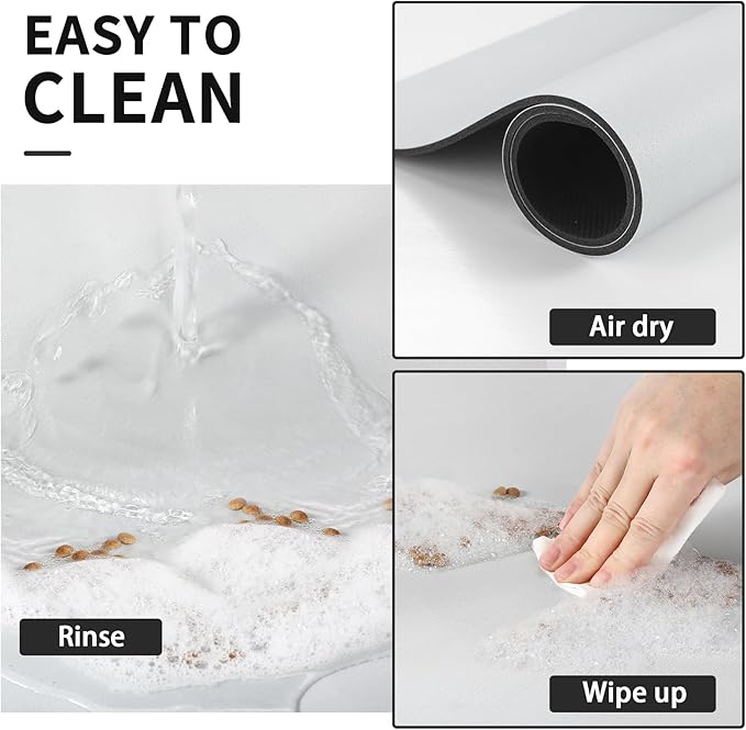 HotLive Dog Food Mat - Absorbent Cat Mat for Food and Water, No Stains Pet Feeding Bowl Mat, Easy to Clean Pet Placemats, Quick Dry Dog Water Dispenser Mat for Messy Drinkers | Light Grey 18"x34"