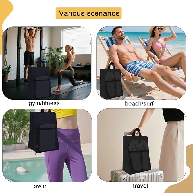 MOGARBRO Shoe Bags for Travel Storage Bag Organizer Bags Travel Accessories Must Haves Shoe Organizer Packing Cubes Beach Swim bag Daily Use Storage Travel Essentials Women Men Black