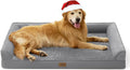 COZY KISS Dog Beds for Extra Large Dog, XXL Bolster Pet Couch with Waterproof Lining, Egg Crate Foam Sofa for Pets Up to 150 lbs, U-Shaped, 48x35x8 inch, Grey