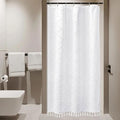 Siiluminisoy Small Stall Boho Shower Curtain White Tassle Woven Fabric Shower Curtain 36 x 72 Half Size Tufted Chevron Striped Textured Modern Farmhouse Minimalist Cloth for Bathroom