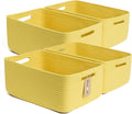 MiniArk Large Storage Baskets for Organizing, Closet Shelf Baskets for Clothes Blanket Towels, Baby Nursery, Toy Bins Box, Woven Rope Baskets, 17 x 13 x 7.5”, 4 Packs Yellow