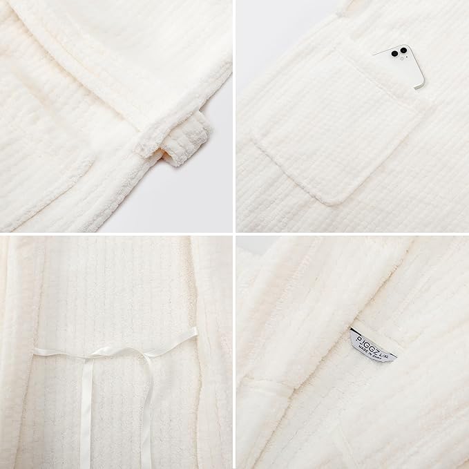 PJGGZ Hooded Bathrobes for Women, Soft Long Towel Robes for Women - Quick Dry yet Warm