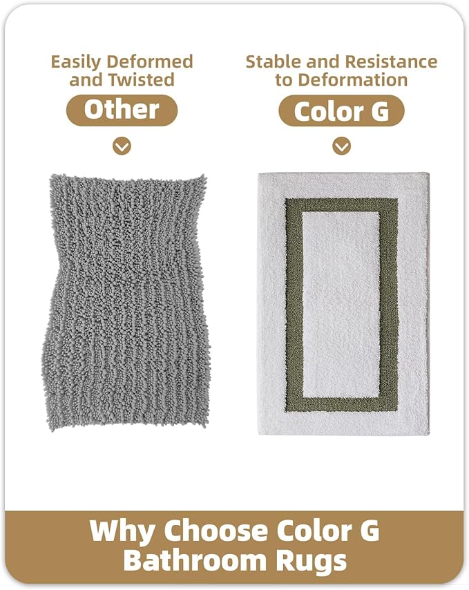 Color&Geometry Bathroom Rugs, Water Absorbent and Quick Dry Microfiber Bath Rugs-24"x43", Non-Slip, Machine Washable, Extra Soft Plush Bath Mats for Bathroom, Laundry Room, Shower and Tub