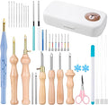 37Pcs Punch Needle Embroidery Kit - Complete for Needle Punching - Includes Punch Needle Tools in Various Sizes,Perfect for Crafting&Gift(White)