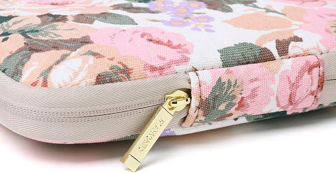 Kayond Canvas Water-Resistant 13.3 Inch Laptop Sleeve case for 12.5 inch 13inch Notebook Computer 12.9 Pocket Tablet (13-13.3 inch, White Camellia)