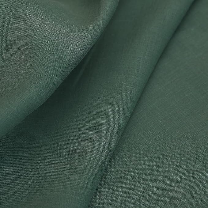 Japan Nature 100% Linen Fabric for Clothing, Home Decor, Pillow, Sofa, 55" Width, Craft by The Yard (Dark Green Color)