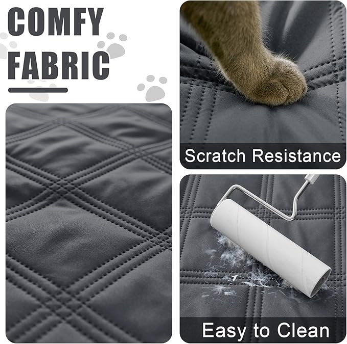 Smiry Waterproof Dog Bed Cover Blanket 40x70, Soft Reversible Pet Blanket, Washable Leakproof Cats Dogs Couch Cover for Sofa, Couch, Furniture, Lattice, Dark Grey/Beige