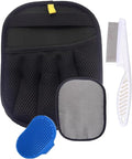 Rainsleep Pet Hair Remover Gloves, Dog Grooming Glove for Shedding, Reusable Deshedding Gloves with Built-in Bath Brush and Flea Comb, for Furniture, Car, Couch, Clothes
