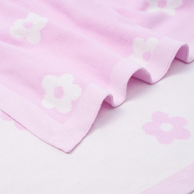 SWaddle AN Floral Jacquard Baby Blanket, Size 30x40in, 100% Cotton Fabric, Two-Sided Breathable Throw Blanket for Boys and Girls