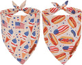 ADOGGYGO American Flag Dog Bandana, Ice Cream Hamburg Flag Pet Scarf, Premium Durable Fabric, Patriotic 4th of July Bandanas for Small Dogs Pets (Small)