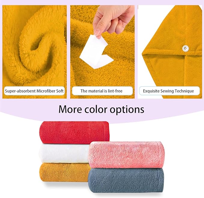 AGKXHDEC 1 Pack Double Layer Microfiber Towel, Hair Turbans for Wet Hair, Drying Hair Wrap for Women (Apricot Yellow)