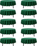 10-Pack Hunter Green Round Tablecloths, 84 Inches, Stain-Resistant Polyester for 3-5 Ft Round Tables - Washable Table Covers for Weddings, Banquets, Birthday Parties, Events