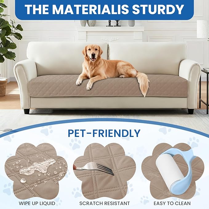 CYCMACO Waterproof Dog Bed Cover Pet Blanket, Soft Couch Cover for Dogs Washable, Non-Slip Dog Blanket Protect Furniture Couch Sofa Car for Puppy Large Dogs Cat (52x82 Inch, Khaki)