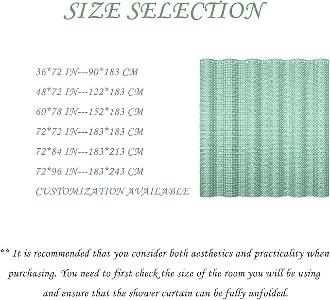 ggaimwf 36x72 Inch Solid Color Shower Curtain for Bathroom Waffle Bath Water Resistant Fabric Curtains Celadon Green Modern Thick Shower Stall Curtain with Metal Hooks