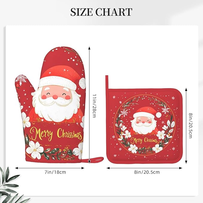 Oven Mitts and Potholders Christmas Snowman Silicone Glove Heat Resistant, Snow Birds Kitchen Gloves for Cooking, 2-Piece Set