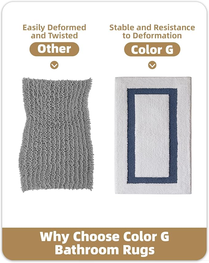 Color&Geometry Bathroom Rugs, Water Absorbent and Quick Dry Microfiber Bath Rugs-24"x36", Non-Slip, Machine Washable, Extra Soft Plush Bath Mats for Bathroom, Laundry Room, Shower and Tub