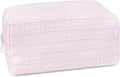 STARDW Striped Cotton Makeup Bag, Cute Cosmetic Pouch with Canvas Lining & Zipper, Travel Toiletry Bag