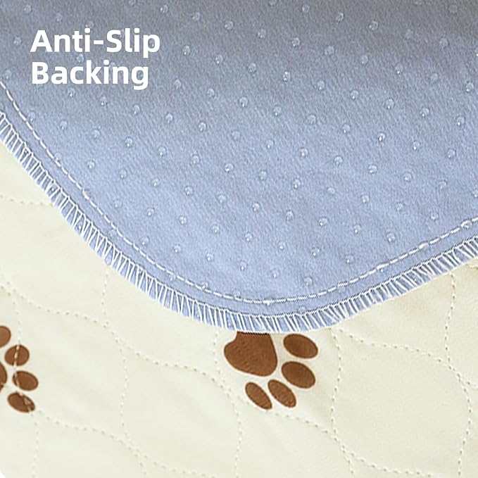 PUPTECK Washable Pee Pads for Dogs - Waterproof Reusable Puppy Potty Training Pads Whelping Mat - Fast Absorption Non-Slip Pet Food Feeding Mat (Beige, 34x36 Inch (Pack of 2))