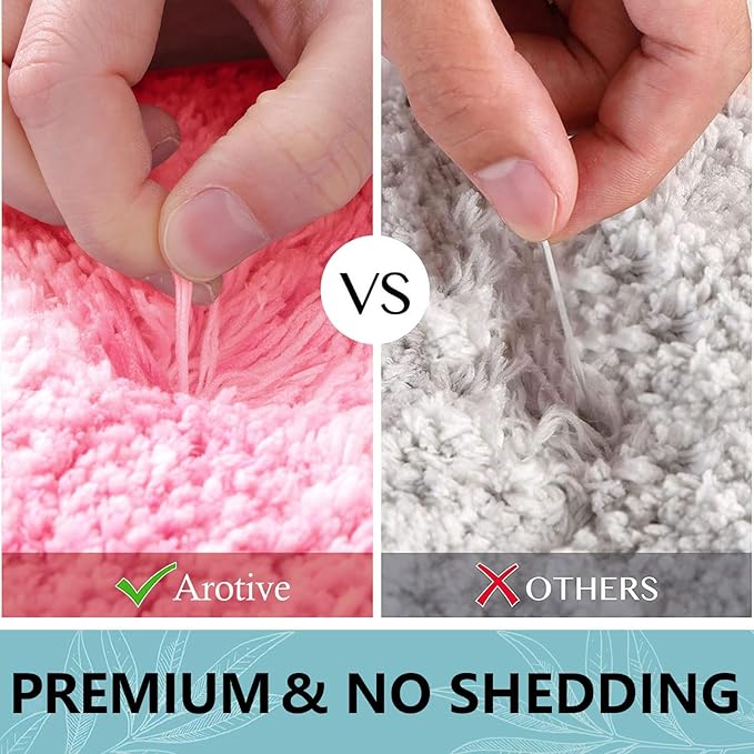 Arotive Microfiber Bathroom Rugs, Shaggy Soft and Absorbent Bath Rug, Non-Slip, Thick Plush Machine Washable Dry Bath Mats for Bathroom, Tub and Shower, 54x24, Pink, Rectangular