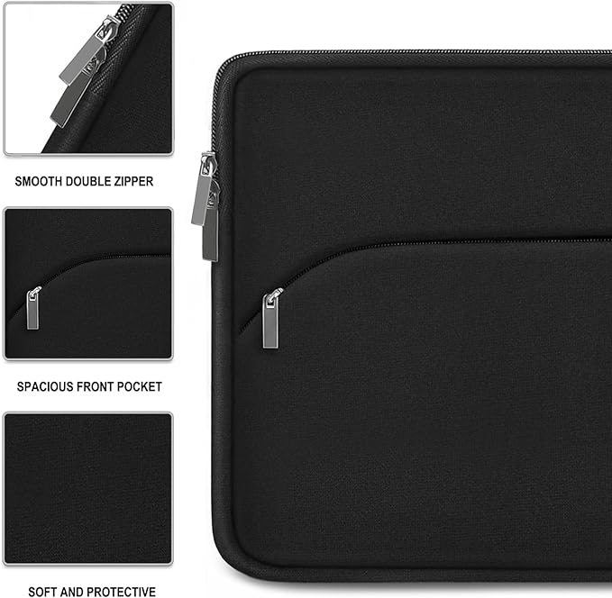 Laptop Case 13.3 inch, Durable Laptop Sleeve 14 inch, Portable Monitor Protective Computer Sleeve with Front Pocket Computer Bag Compatible with MacBook Air Pro 13.3 inch 14 inch, Dell, HP, Black