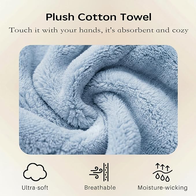 YHPDYL 2-Pack Microfiber Hair dring Towel | 50% Faster Drying, Ultra Absorbent & Frizz Control | for Long/Curly Hair | 40 * 11" Large Size | Travel Gym Home Use(Bule,White)