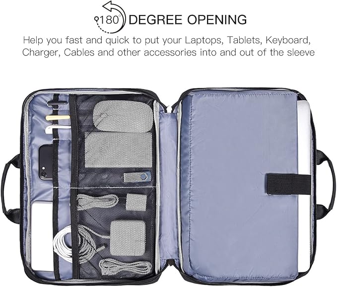 14 15 Inch Waterproof Laptop Sleeve Men Women TSA Briefcase for MacBook Pro 14 M5/M4/M3/M2/M1, Macbook Air 15 M4/M3, Dell Inspiron 14/XPS 15, Lenovo Acer HP ASUS Chromebook 14 Carring Case, Black