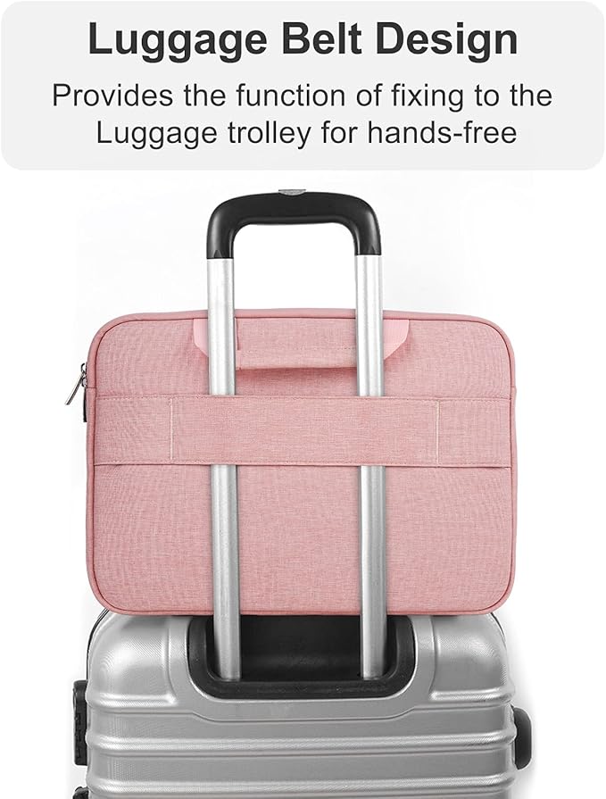 YXLILI Laptop Sleeve Case 15.6 Inch with Handle, Waterproof, Anti-Scratch, Shockproof Protective Computer Bag, Large Storage & Multi-Pocket Design-Pink
