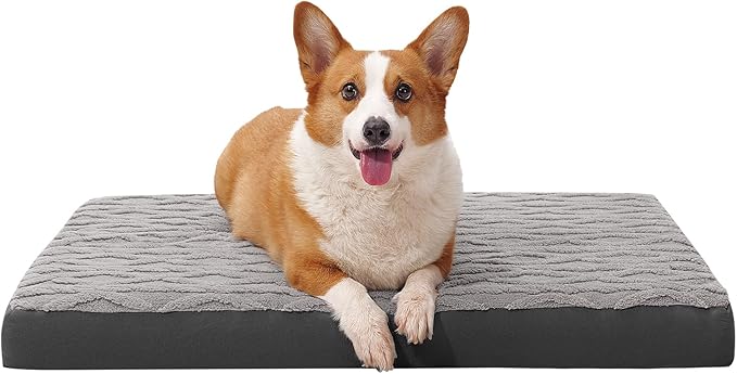 Maihandasi Orthopedic Dog Bed - Waterproof & Machine Washable Plush Pet Bed with Non-Slip Bottom, Soft Memory Foam Mattress for Small Dogs and Cats, 23x17 Inch, Grey