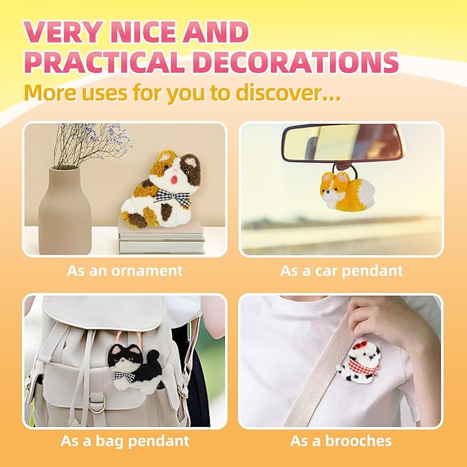 Punch Needle kit-4,Embroidery kit for Beginners,Punch Needle Kits Adults Beginner,Needles, Curved Scissors, a Tool Storage Box, Yarn, Easy-to-Follow Instructions, and Tutorial Videos-(Cat-Dog Duo)