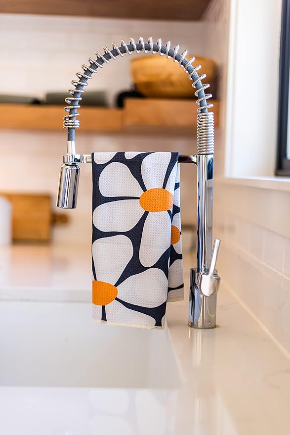 Desert Aqua 2 Pack Double Sided Kitchen Towels || Dish Towels ||Quick Dry || Designer Prints || Highly Absorbent || Hanging Hook (Gray)