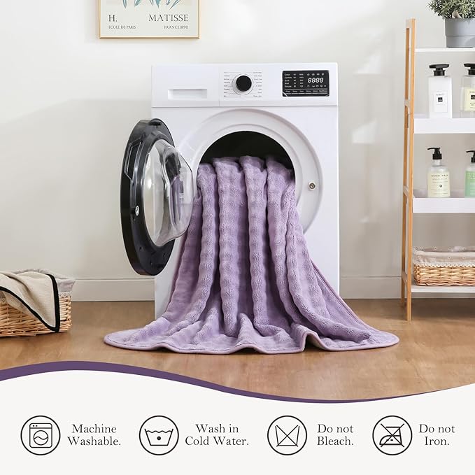 Yaning Waterproof Blanket for Bed Couch Sofa Car, Soft Leakproof Dog Blanket with 3D Bubble Pattern, Reversible Water Proof Pet Blankets for Dogs Cats Puppies (50"x60", Dusty Purple)