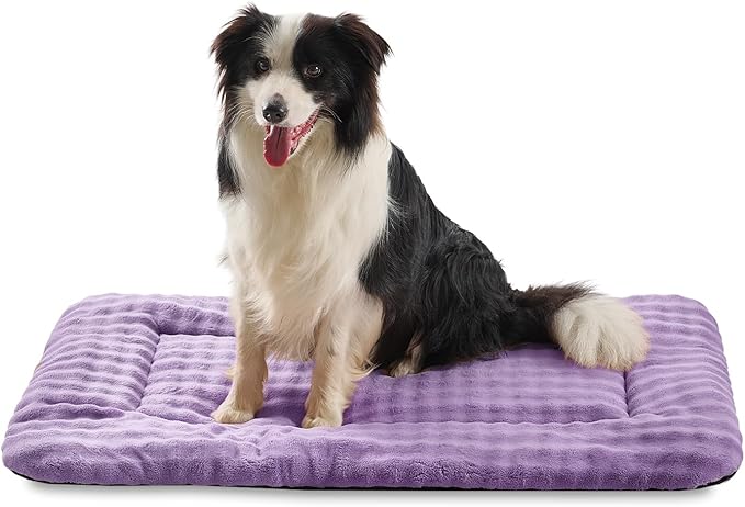 Yaning Dog Bed Mat Crate Pad for Large Dogs, Washable Soft Pet Sleeping Mat Kennel Pad with 3D Bubble Pattern, Dusty Purple, 36"x 23"