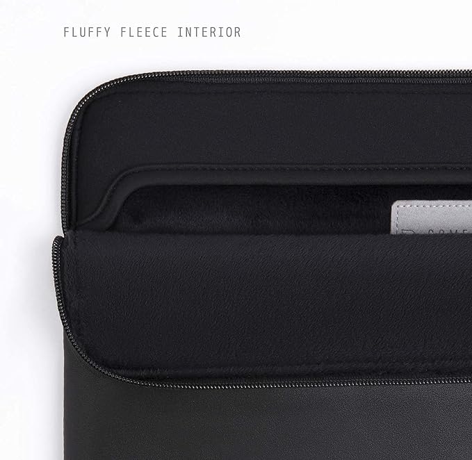 Comfyable Leather Laptop Sleeve Compatible with 16 Inch MacBook Pro M4 2024 & 15 Inch MacBook Air M4 M3 M2 2025, Black