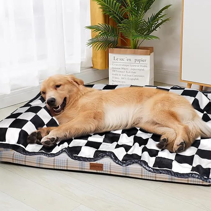 Gowyeg Dog Blanket for Puppy Accesssories Boy, 43"x30" Dog Stuff for Small Kitten Indoor Cats, Washable Soft Puppy Essentials Supplies,Black White