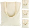 RAINFLOW Canvas Tote Bag - 4 PCS Cotton Canvas Reusable Grocery Shopping Blank Tote Bag with Handles for Crafts DIY, Gift, Advertising Promotion Activity