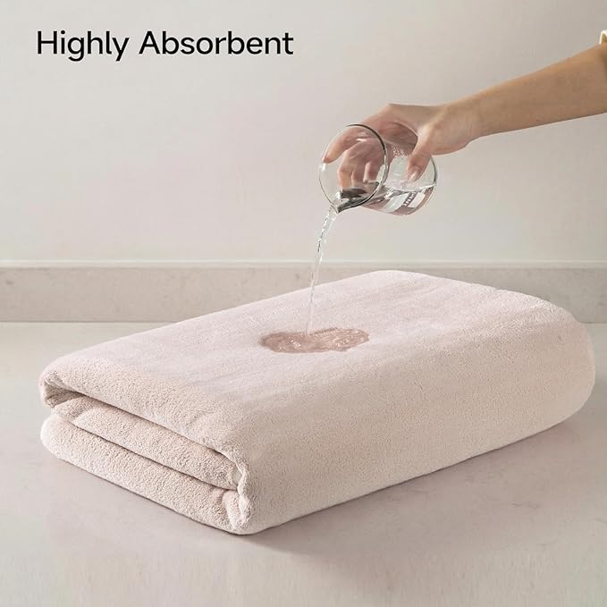 REDKISS 2 Pack Microfiber Extra Large Bath Sheets, 35 x 70 Inches, 670G, Soft and Absorbent, Quick Dry Oversized Bath Towels, Perfect for Bathroom, Plush Shower Towels for Spa, Gym & Hotel, Beige