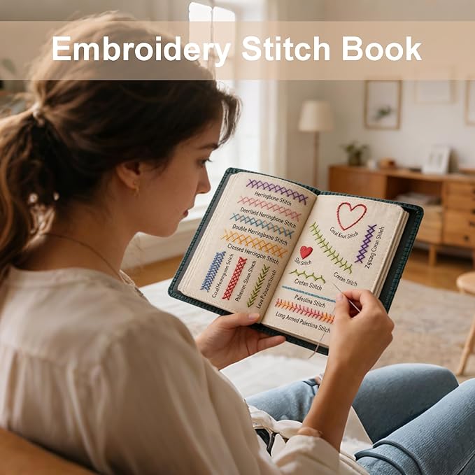 Embroom Embroidery Tool Kit, Portable Sewing Kit, Includes 108 Patterns and 86 Pieces, A Beginner's Embroidery Tool Set, DIY Hand Embroidery Starter Kit, Perfect for Craft Enthusiasts (2)