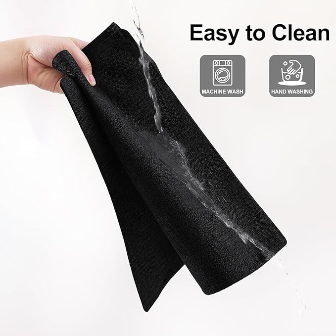 Homaxy Cloths Placemats for Dining Table Set of 4, Heat Resistant Washable Cotton Linen Blend Table Mats, Easy to Clean Place Mats for Indoor Outdoor Party Kitchen Decoration, 13" x 19", Black