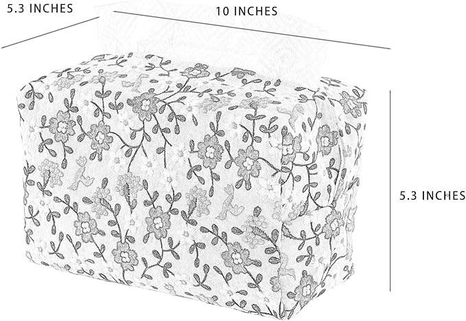 Hausfrau Tissue Box Cover Rectangular Embroidered Jacquard Linen Tissue Holder Case Decorative for Bathroom Vanity Countertop Desk Office, 10"x5.3"x5.3", Yellow Daisy