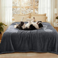 Luciphia Waterproof Bed Blanket Washable, Soft Sherpa Fleece Puppy Reversible Throw Blankets for Medium Large Dog Cat, Furniture Cover Protector Couch Bed from Liquid Pee and Pet Fur, Grey,85" x 57"