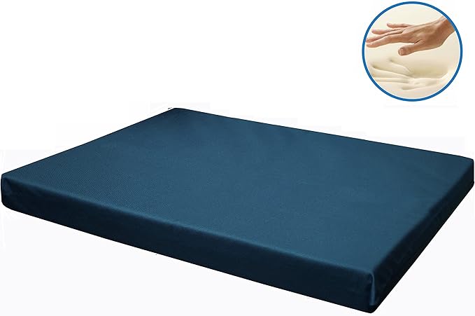 Dogbed4less Memory Foam Platform Dog Bed, Crate Mattress for Orthopedic Joint Relief with Waterproof Removable Cover Medium 35X22X3 Pacific Blue