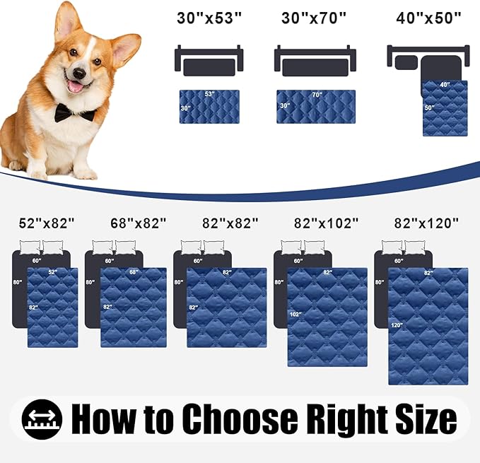 Smiry Waterproof Dog Bed Cover Blanket, Soft Reversible Pet Blanket, Washable Leakproof Cats Dogs Couch Cover for Sofa, Couch, Furniture, Plaid (52x82 Inch, Navy/Blue)