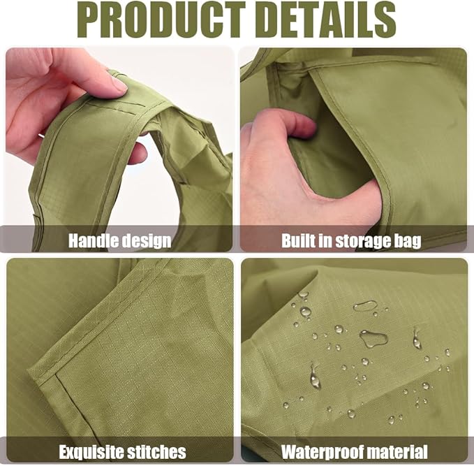 Ksheria Large 50lbs Heavy Duty Reusable Foldable Grocery and Shopping Tote Bags - Washable Polyester Bags in Pocket