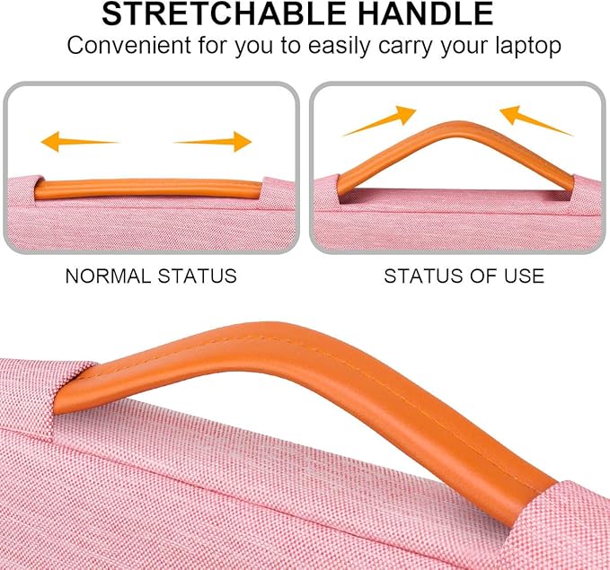 Lacdo 360° Protective Laptop Sleeve Case for 13 inch New MacBook Air M4 A3240 2025, M3 A3113, M2 A2681, M1 A2337 | 13" MacBook Pro M2/M1 A2338 A2251 | 13" iPad Pro M5 / iPad Air M3 Computer Bag, Peach