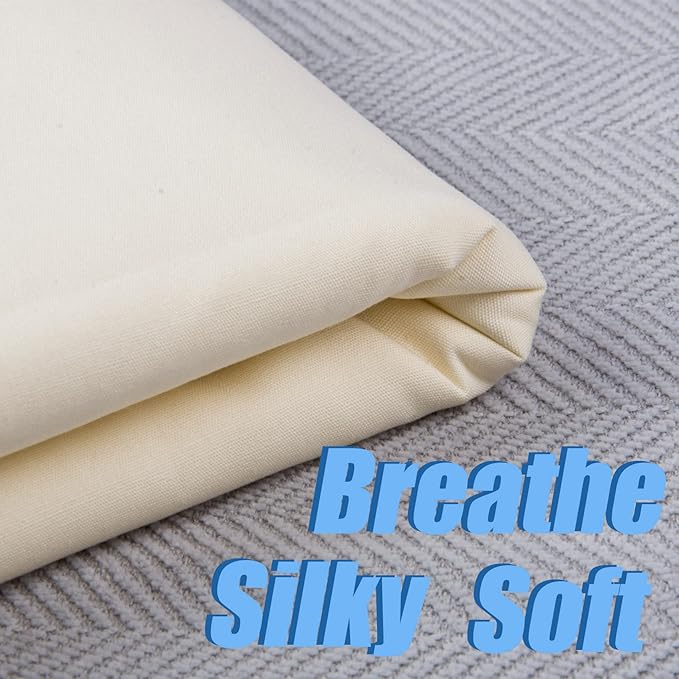 2 Yard Ivory Cotton Fabric,Natural Cotton Poplin Fabric by The Yard,59 Inches Wide 100% Cotton Fabric,Soft Embroidery Muslin Quilting Material for Sewing Material Apparel Cloth